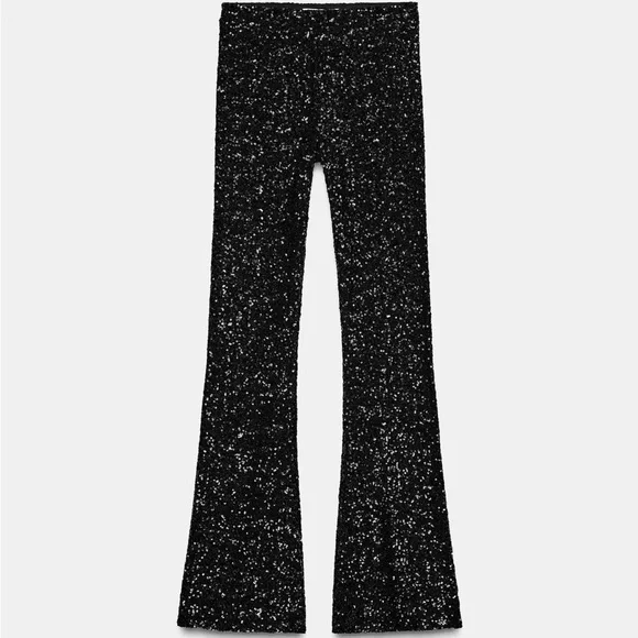 Elegant Black Sequin Dress Pants - Picture 8 of 11